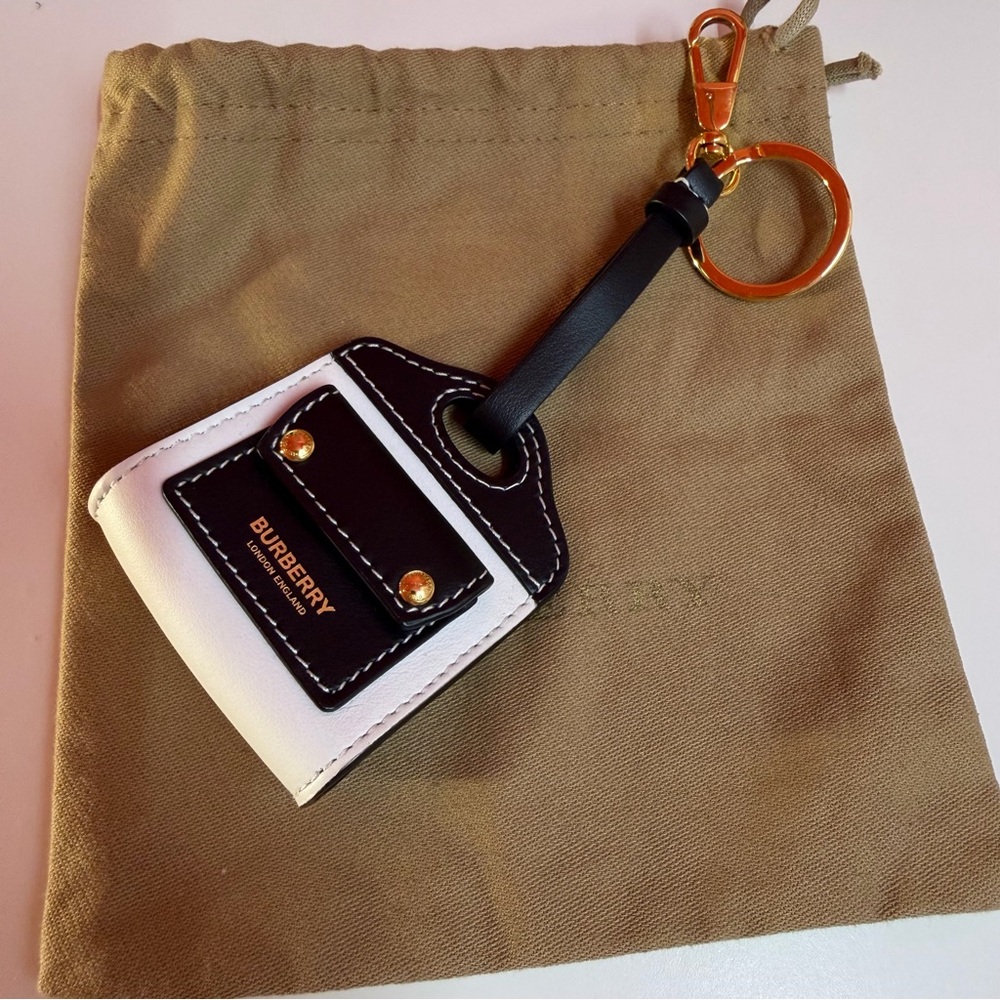 Burberry Black and White Leather Micro Bag Key Chain Holder